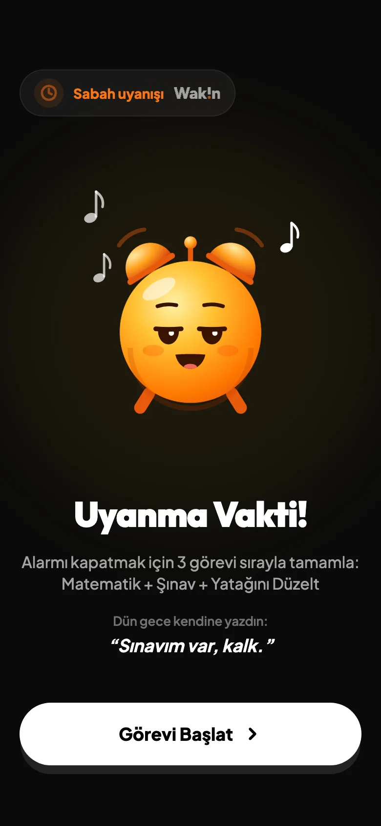 Wakin alarm çalıyor ekranı